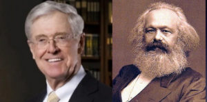 Photos of Charles Koch and Karl Marx